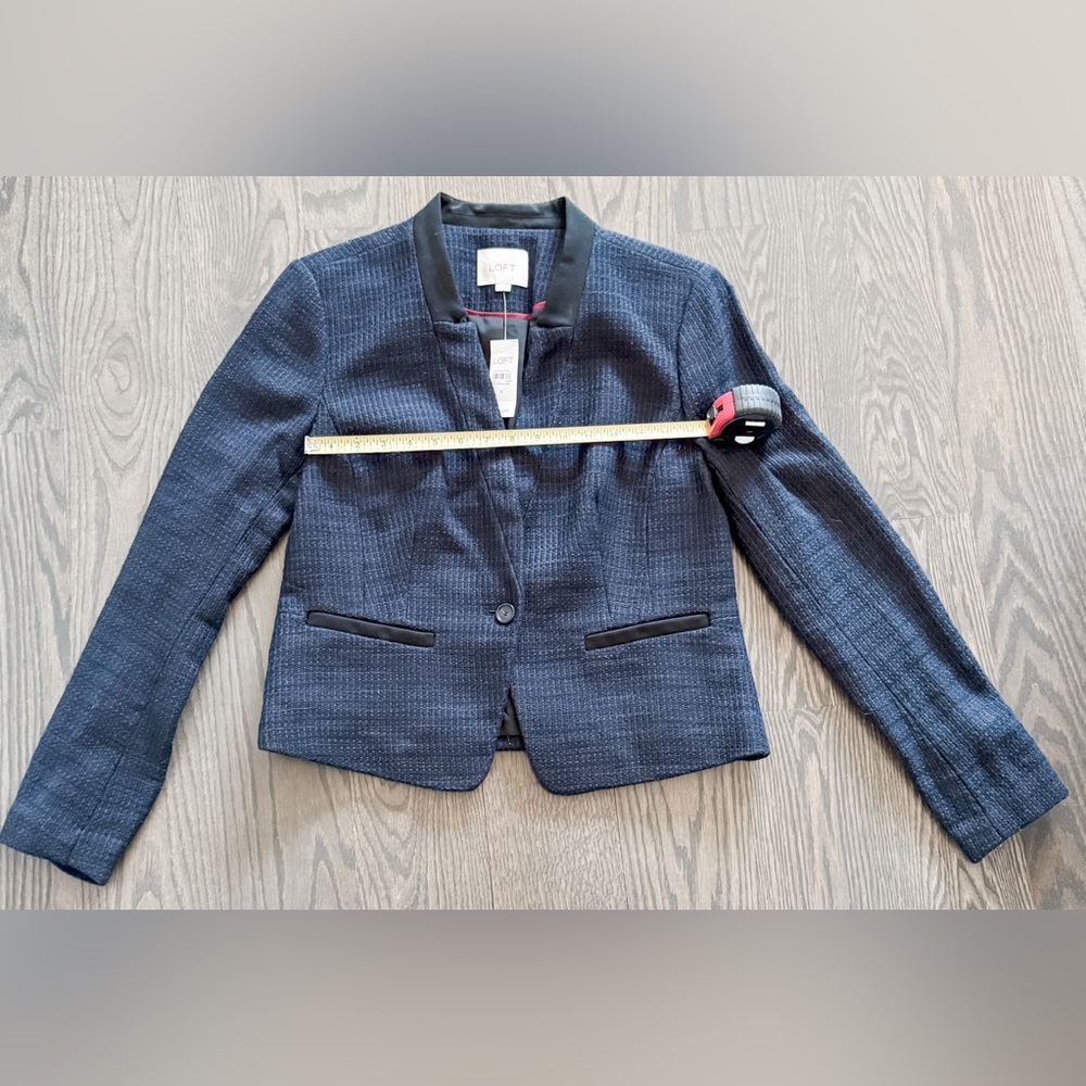 Loft Tweed Blazer Jacket Navy Size 6 NWT